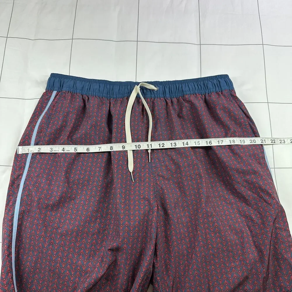 Fair Harbor Shorts Mens XXL Blue Red Anchor Trunk Athletic Swim Pool Beach Lined